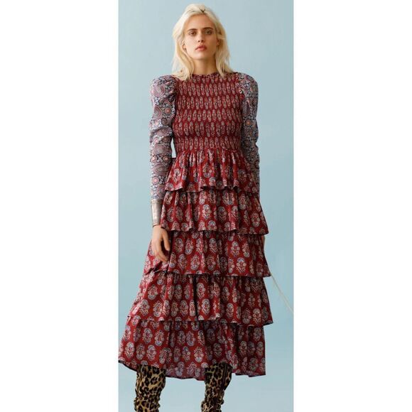 NWT Alix of Bohemia Shelby Mulberry Ruffle Dress size $1,295 - Picture 1 of 6